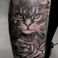 Leg Cat Dotwork tattoo by Endorfine Studio