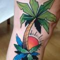 Leg Tree Sun tattoo by Endorfine Studio