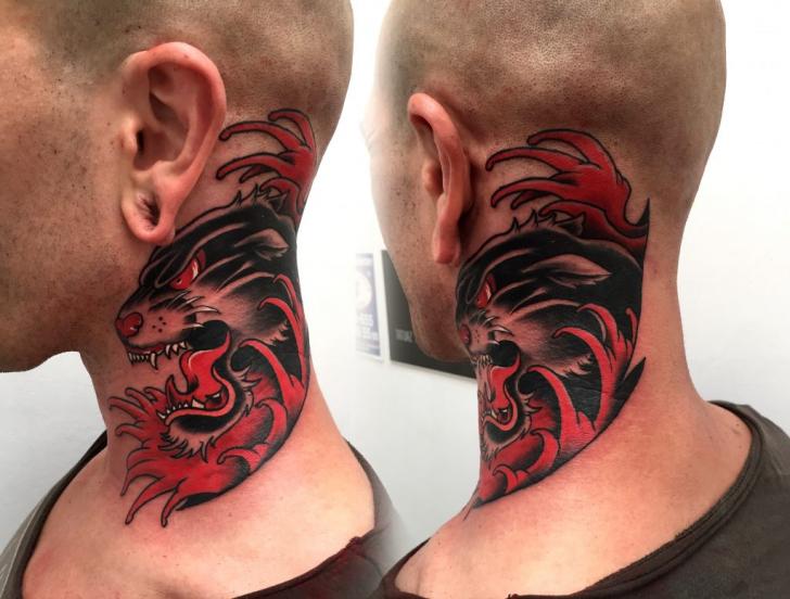 Head Neck Panther Tattoo by Endorfine Studio
