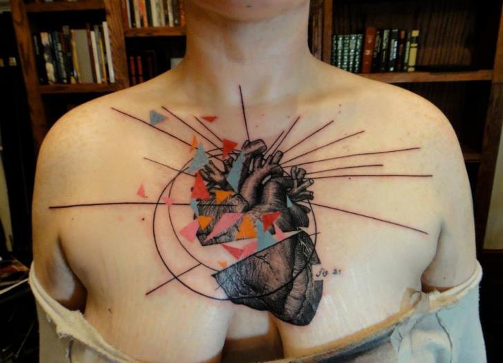Herz Brust Abstrakt Tattoo von Xoïl