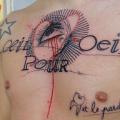 Chest Lettering Eye tattoo by Xoïl