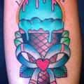 Arm New School Ice Cream tattoo by Alex Strangler