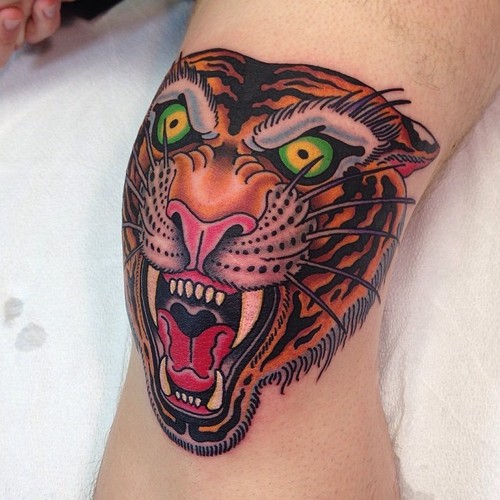 Arm New School Tiger Tattoo von Marc Nava