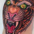 Arm New School Tiger tattoo von Marc Nava
