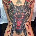 New School Rücken Wolf Dolch Blut tattoo von Marc Nava