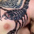 Shoulder New School Chest Scorpion tattoo by Marc Nava