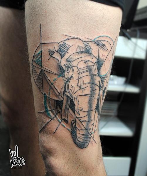 Leg Elephant Tattoo by Nazo