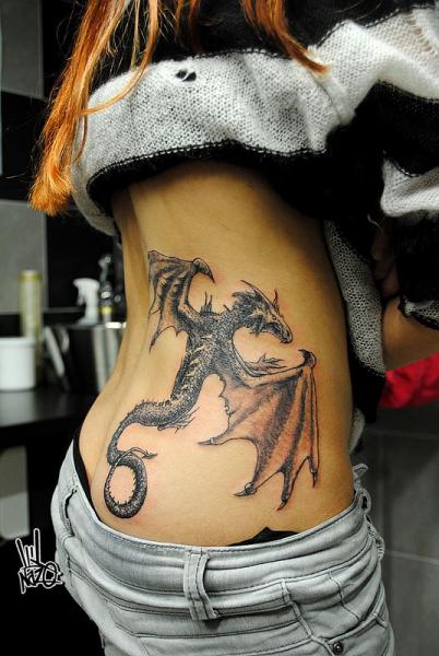 Fantasy Side Dragon Butt Tattoo by Nazo