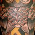 Arm Old School Owl tattoo by Destroy Troy Tattoos
