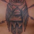 Chest Owl God Dotwork tattoo by Papanatos Tattoos