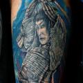 Leg Japanese Samurai tattoo by Mad-art Tattoo