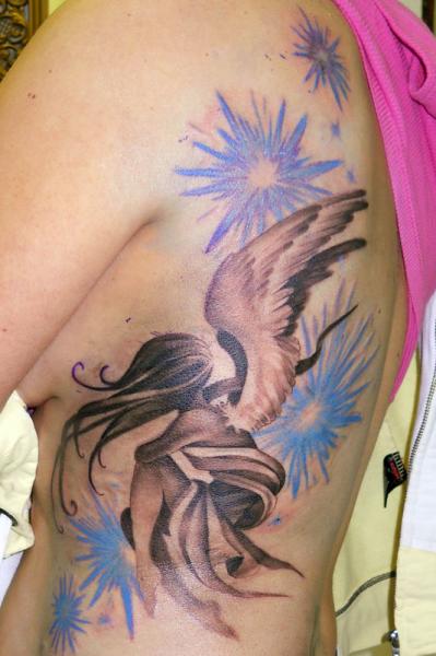 Fantasy Side Angel Tattoo by Obsidian