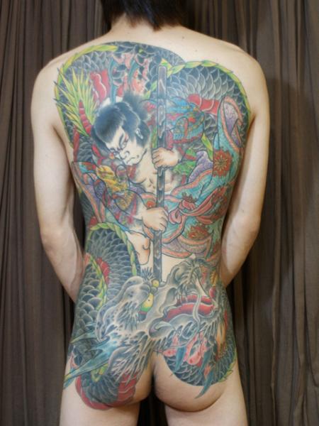 Japanese Back Samurai Dragon Butt Tattoo by Daichi Tattoos & Artworks