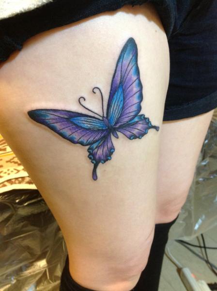 Butterfly Thigh Tattoo by Daichi Tattoos & Artworks