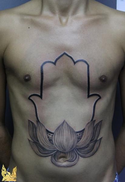 Belly Lotus Flower Tattoo by Forevertattoo Studio