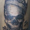 Skull Crown Thigh tattoo by Forevertattoo Studio