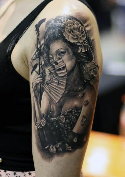 Arm Japanese Geisha Tattoo by Da Silva Tattoo