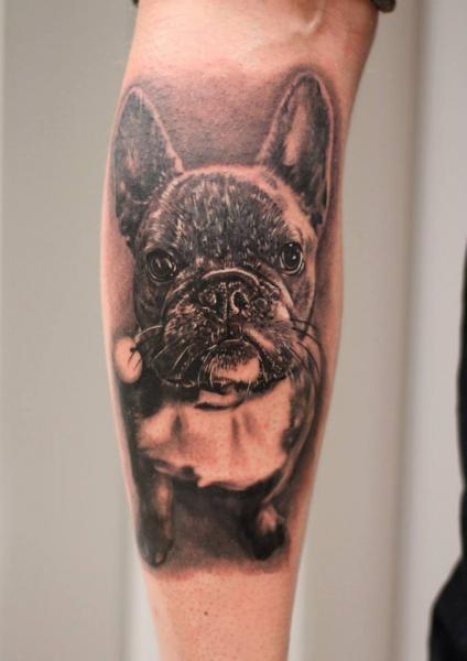 Tatuaje Brazo Realista Perro por Da Silva Tattoo