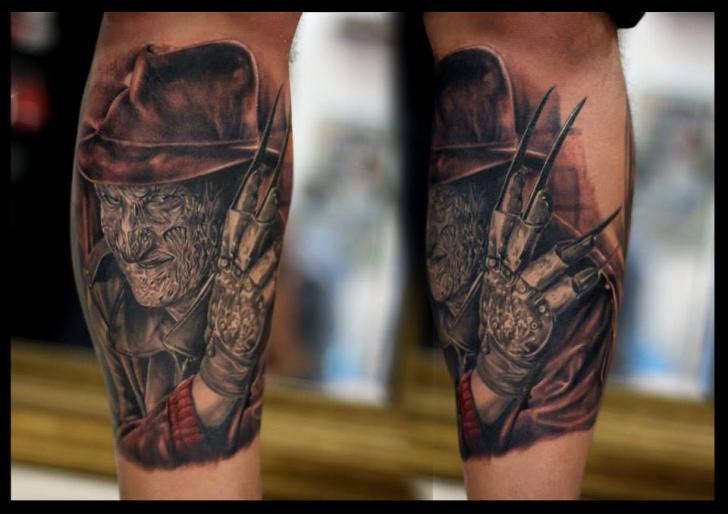 Tatuaggio Fantasy Polpaccio Nightmare di Da Silva Tattoo