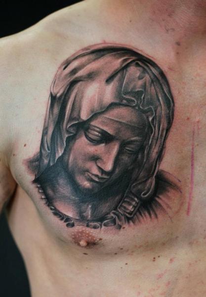 Tatuagem Peito Religiosas por Da Silva Tattoo