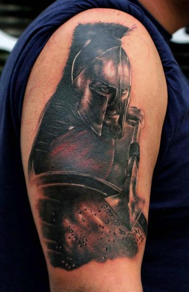 Shoulder Realistic Warrior Tattoo by Da Silva Tattoo