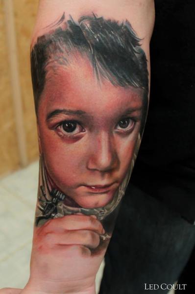 Arm Portrait Realistic Tattoo by Led Coult
