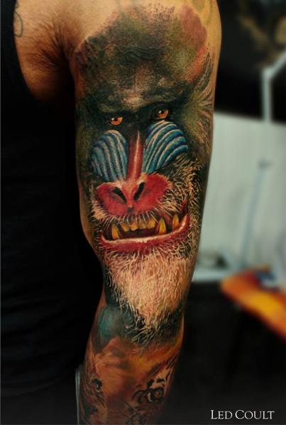 Arm Realistic Monkey Tattoo by Led Coult