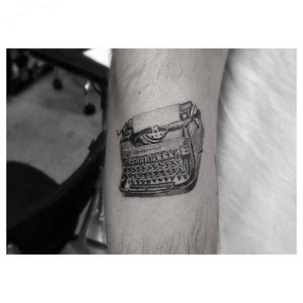 Arm Writing Machine Tattoo by Dr Woo