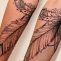 Arm Feather tattoo by Supakitch