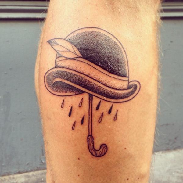 Calf Umbrella Hat Abstract Tattoo by Supakitch