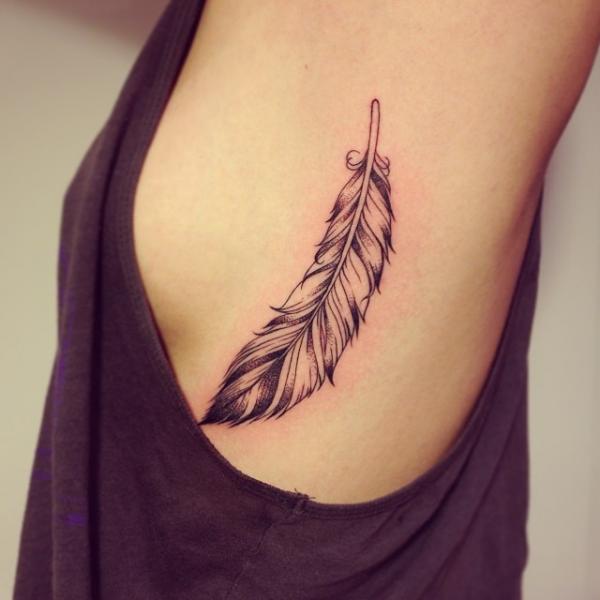 Feather Side Tattoo by Supakitch