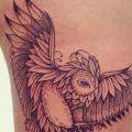 Owl Thigh tattoo by Supakitch