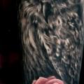 Arm Flower Owl tattoo by Tattooed Theory