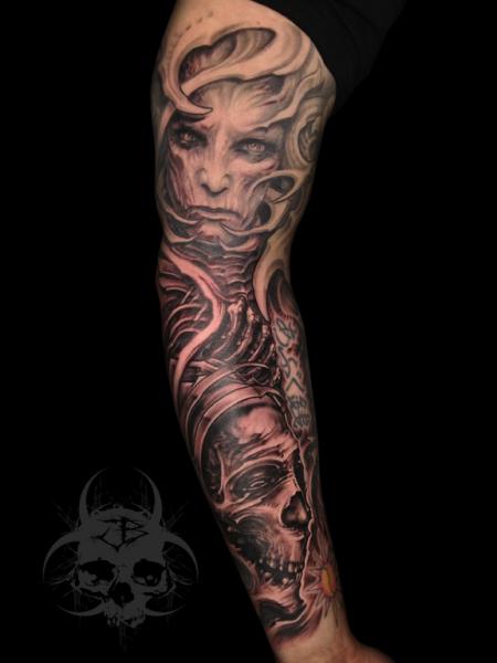 Arm Totenkopf Tattoo von Jeremiah Barba