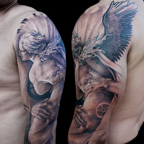 Shoulder Arm Angel Tattoo by Jak Connolly