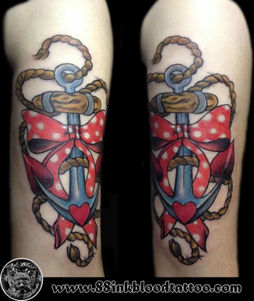 Tatuaggio Ancora Fiocco di 88Ink-Blood Tattoo Studio
