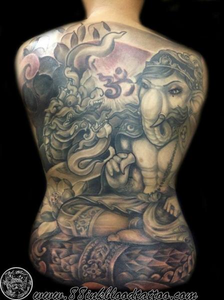 Back Religious Ganesh Tattoo by 88Ink-Blood Tattoo Studio