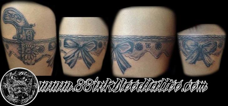 Gun Thigh Garter Tattoo by 88Ink-Blood Tattoo Studio