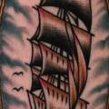 Arm Old School Galleon tattoo by Paul Anthony Dobleman