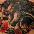 tatuaggio Old School Pancia Cavalli di Paul Anthony Dobleman