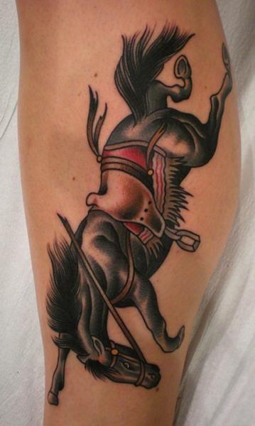 Calf Old School Horse Tattoo by Paul Anthony Dobleman