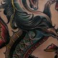 tatuaggio Fantasy Old School Cavalli Pesce di Paul Anthony Dobleman