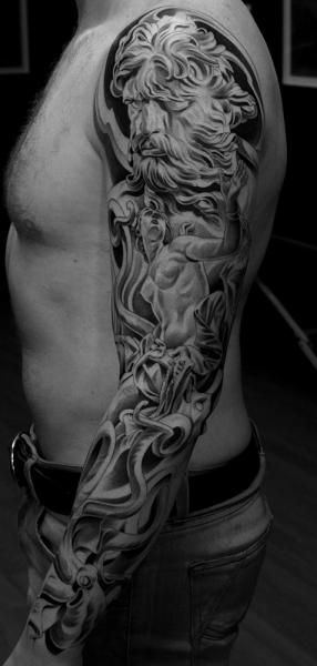 Religious Sleeve Tattoo by Jun Cha