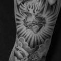 Shoulder Heart Religious Sleeve tattoo by Jun Cha