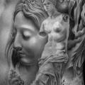 Realistic Side Angel Statue tattoo by Jun Cha