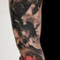 รอยสัก แขน เหมือนจริง ดอกไม้ ม้า โดย Tattoo Studio 73