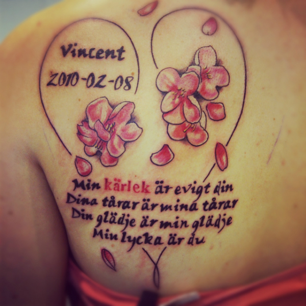 Schulter Herz Blumen Leuchtturm Rücken Fonts Tattoo von Tattoo Studio 73