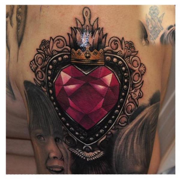 Heart Diamond Tattoo by Rock Tattoo