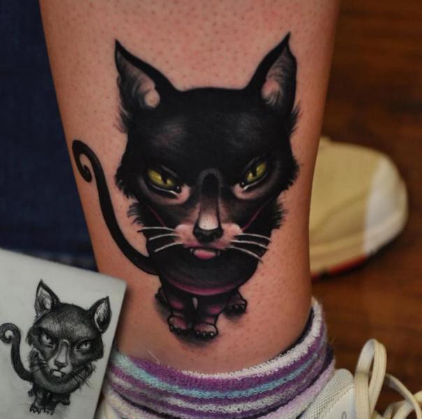 Fantasie Bein Katzen Tattoo von Rock Tattoo