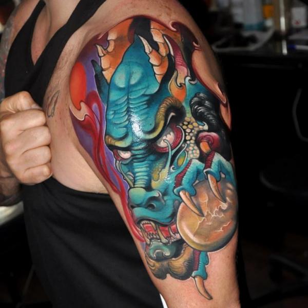 Shoulder Japanese Dragon Tattoo by Rock Tattoo